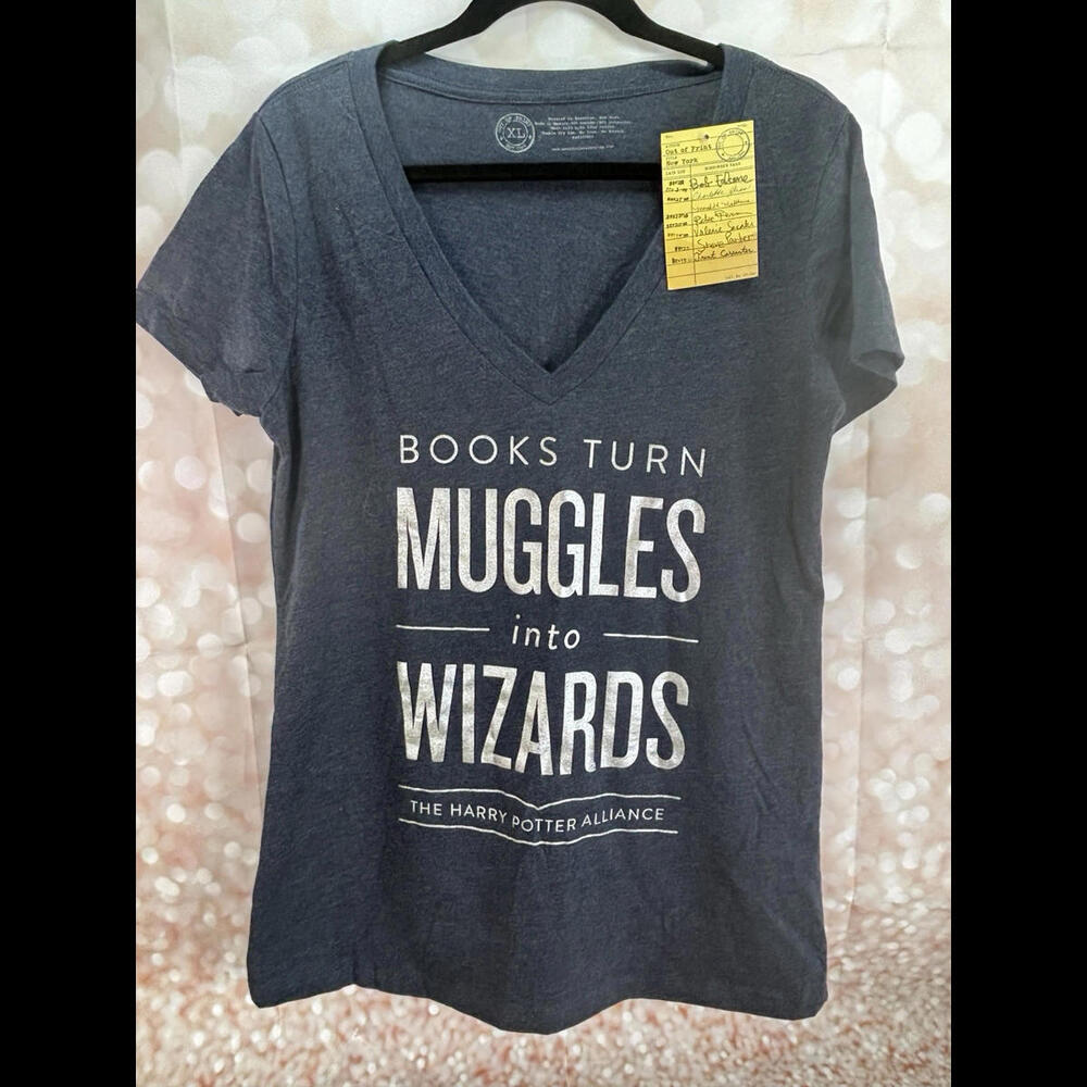 Out Of‎ Print Muggles Into wizards Tshirt Blue New With Tags Size XL